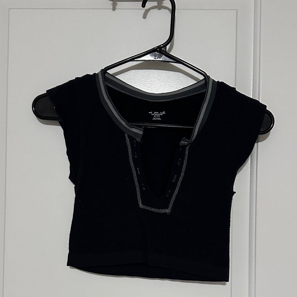Urban Outfitters “Go for Gold” Black Crop Top